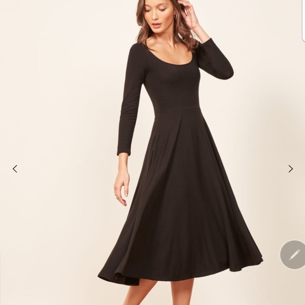 Reformation Black Midi Dress